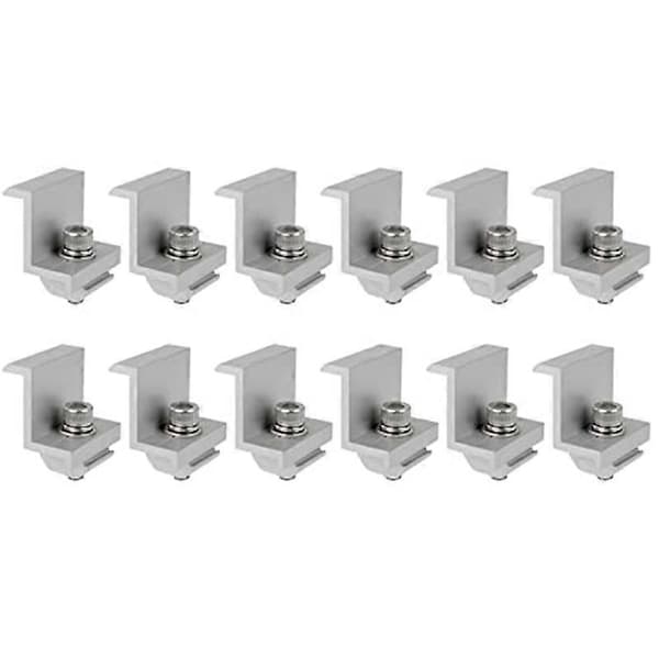 12 Stk. Solcellemodulbeslag Endeklemme, Endeklemme, Sideklemme til PV Solcellemodul Tagmontering