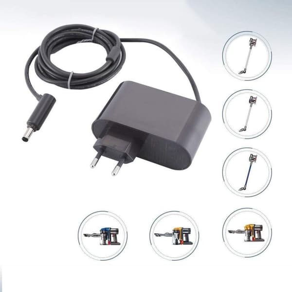 Oplader til Dyson V6, V7, V8, DC62, 0.8A, til Dyson støvsugertilbehør, Input 100-240V, Output 21.6V, 0.8A, Europæisk Regulering