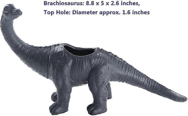 Mini Brachiosaurus Plastikkruka med Dräneringshål Vas Bordsdekoration (Grå) - DD01