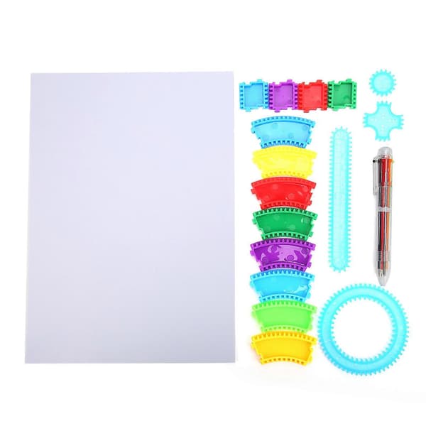 Konstnärsverktyg för barn, rälsspiralritmall, set med skrivmaterial