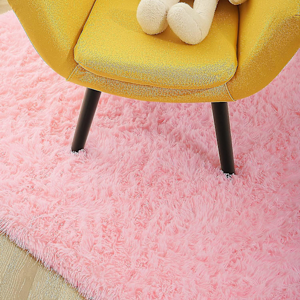 Tflycq Soft Fluffy Area Mattor För Sovrum Barnrum Plysch Shaggy Nursery Matta Furry Throw Mattor För Pojkar Flickor, College Sovsal Fuzzy Mattor Vardagsrum Ho Pink 4 * 5.2 Feet