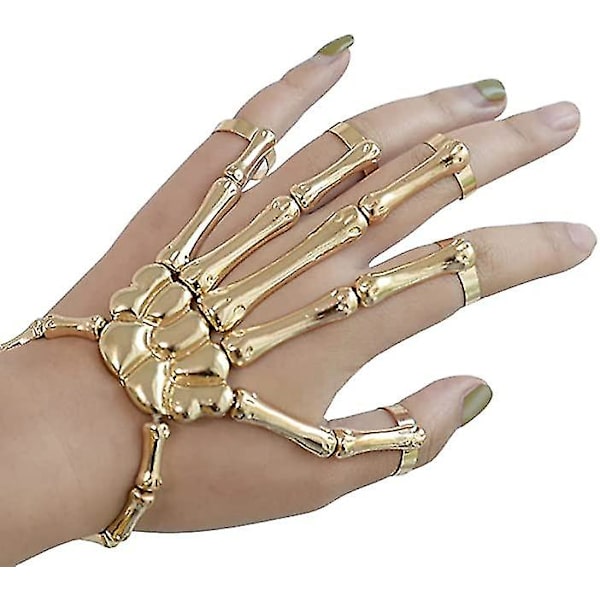 Snabb frakt Skelett Handarmband Legering Ghost Claw Armring Överdriven Gotisk Fingerring Cosplay Kostym För Män Kvinnor Gold