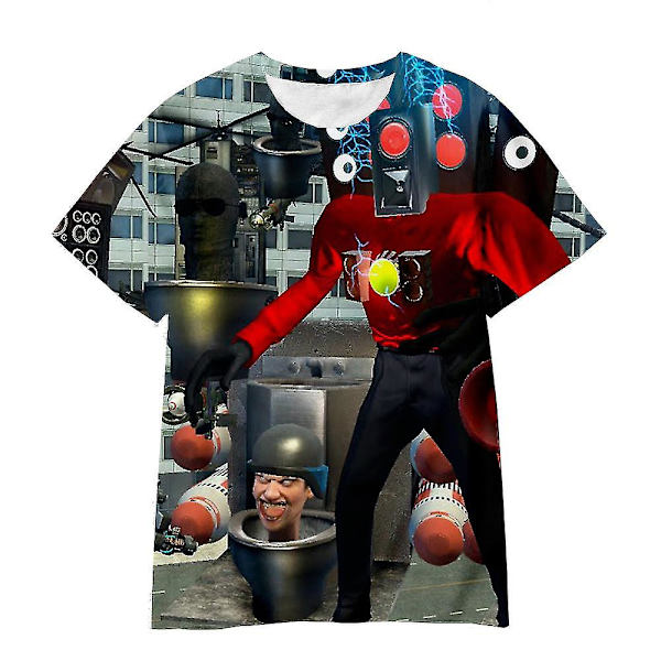 Skibidi Toalett T-shirt Anime Spelkläder Pojkar Flickkläder Mode Harajuku T-shirt Sommar 3d- print Barn T-shirt Streetwear Toppar 150CM Skibidi Toilet-3