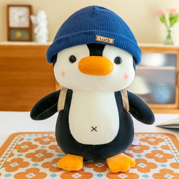 Suloinen matkapingviini pehmolelu/pingviinityyny Blue