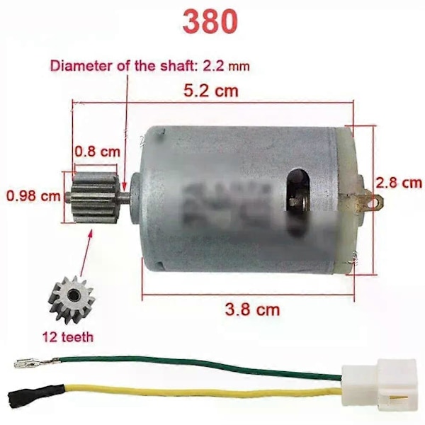 RS550 RS390 RS380 Lasten Sähköauton Moottori Vaihteella Johdolla Ja Suurella Väännöllä Ja Teholla 12V 6V DL555 24V 10 Hammasta 1 Cm