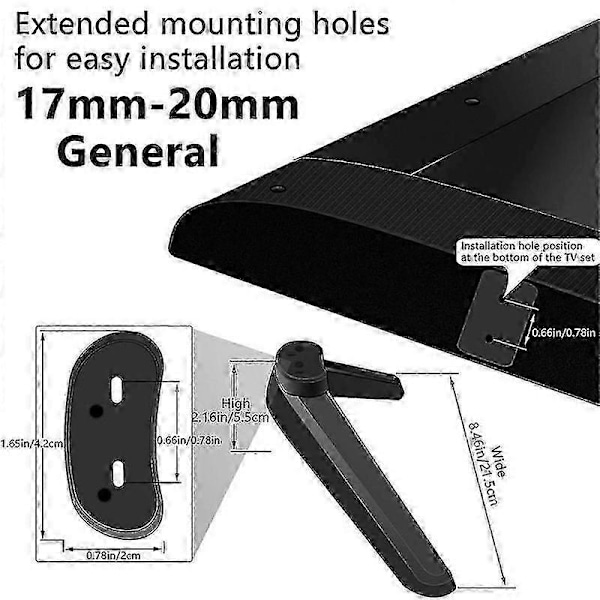 Universal TV-Stativ, Bordplade TV-Stativ Base Udskiftning, TV Base Fodstativ Ben 17mm-20mm