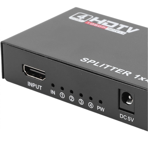 Video Splitter 1 Ind 4 Ud 1080P Understøttet Plug and Play USB Strøm Legeringshus HD Splitter til Stationær Computer