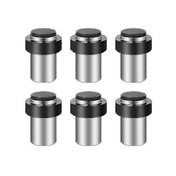 6 stk. Dørstoppere Gulvmontert Dørstopper Rustfritt Stål Sylindrisk Gulvdørstopper For Botto
