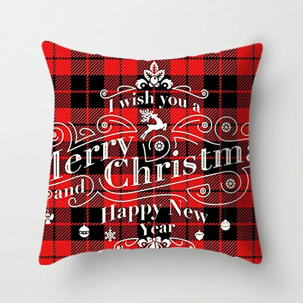 45x45cm Röd Vit Svart Gitter Jul Örngott God Jul Prydnader För Hem Xmas Nyår 2023 Soffa Bil Cover Purple