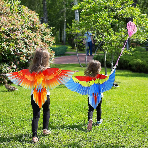 Fågelkostym Papegojvingar för barn med fågelmask, örnklädningsvingar för flickor Pojkar Halloween Rollspel Partyfavors Blue Parrot