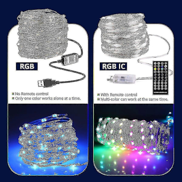10m/20m USB Juletre LED Lyslenke med Smart Bluetooth App Fjernkontroll Hjem Dekor Eventyr Garland