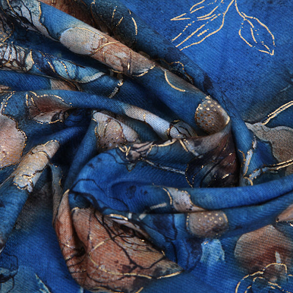 2023 nytt print mångsidig höst- och vinterguldklädd halsduk Sidenscarf Mjuk känslasjal blue 90*180cm