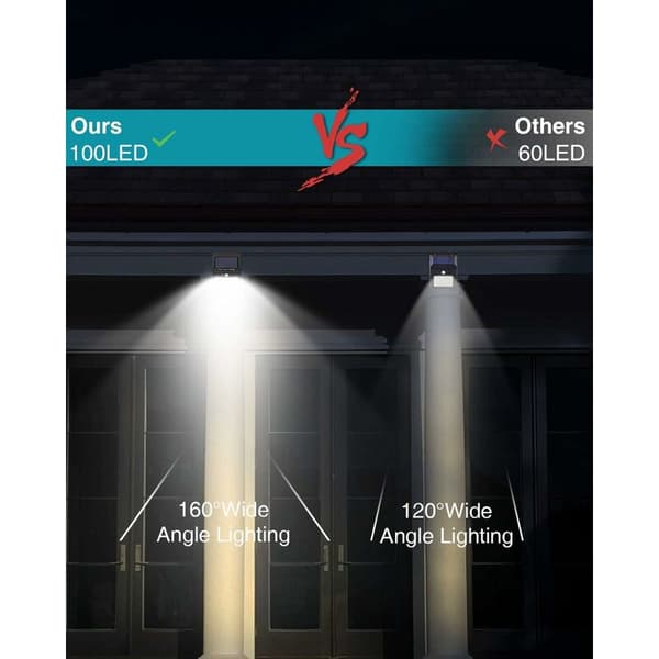 【5-pakning】Utendørs solcellelamper, 3 moduser, bevegelsessensor utendørslys, 100 LED, vanntette solcellelamper, kraftig solcelleflomlys for hagesikkerhet