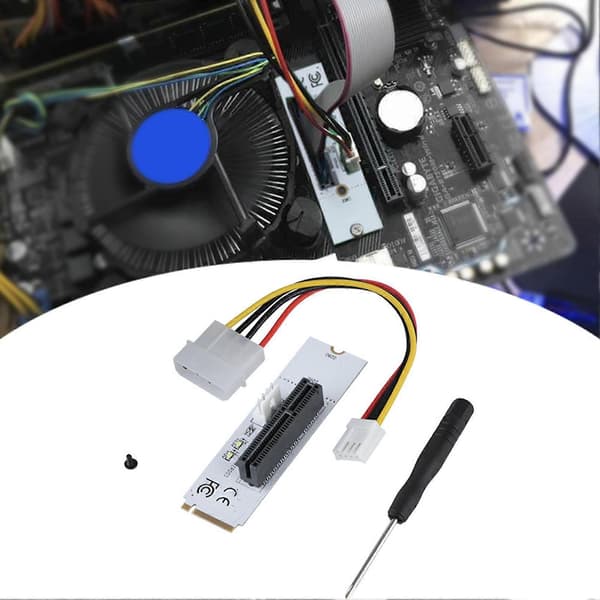 NGFF M.2 Key M til PCI-E Express 4X Riser Kort Adapter m/ LED Spændingsindikator Stor 4P Strøm C