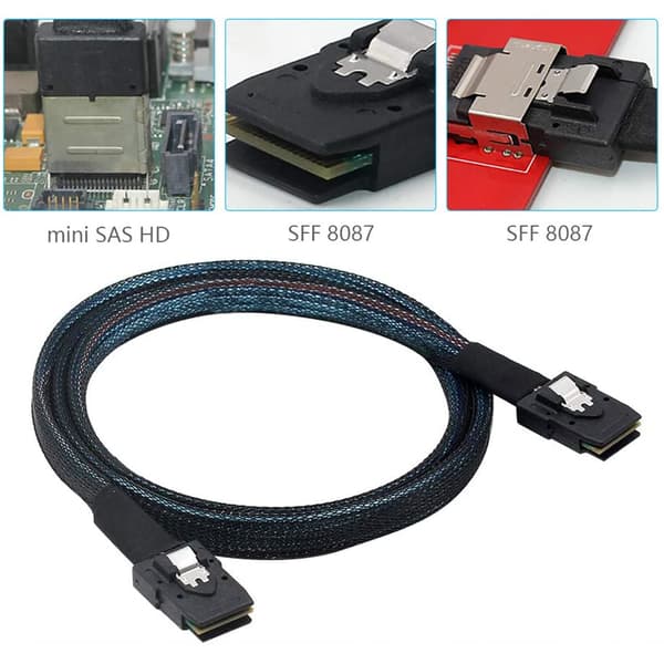 Cabled EConn Internt Mini SAS 36-ben til SFF-8087 Kabel i Sort Mini SAS 36-ben til SFF-8087