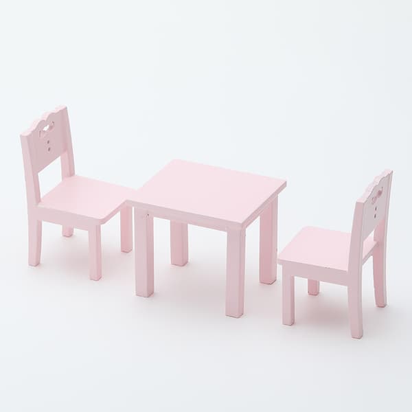 1:12 Dockskåp Barnbord och Stol Simuleringsmöbler Mini Stol Leksaksset Möbelmodell, Rosa