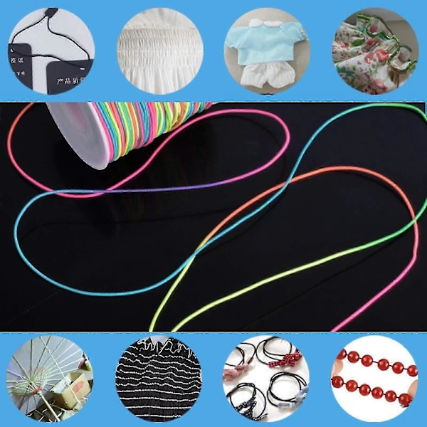 1,2 mm Färgglad Elastisk Tråd, Pärltråd, Regnbågsfärgad Stretchtråd, Elastisk Tråd, Smyckestillverkningstråd, 85 M ny