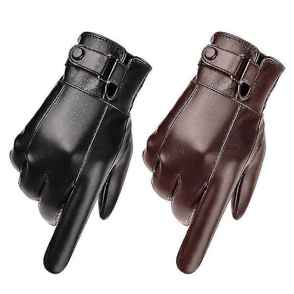 Herr Vinter Varmt Mode Vattentäta Handskar Herr Faux Leather Driving Handskar S-l M