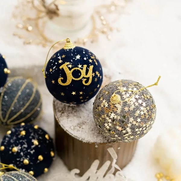 1Låda Julkulor Julgransprydnader Ball Xmas Hängande Trädhängen Hem Festdekor 2023 Nyårspresent Navidad 20cm Golden