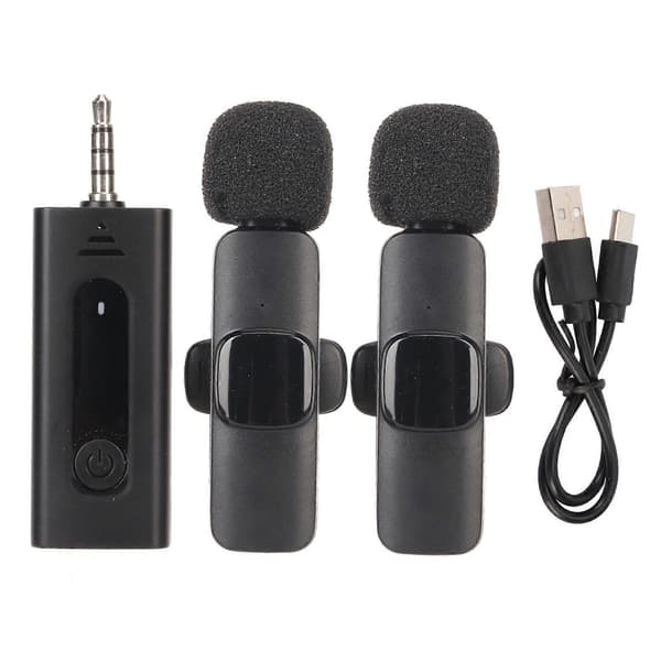 Trådløs Lavalier Revers Mikrofon 1 for 2 3.5mm Interface Støjreducerende Trådløs Clip On Mikrofon til Interview Møde
