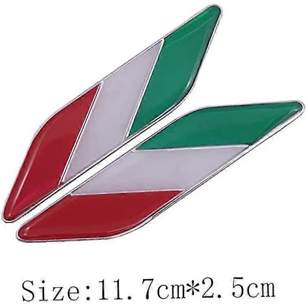 Italien Flag Klistermærke 1 par National Flag Metal Klistermærker Bil Klistermærker Mærkater Metal Italien Flag (rød hvid grøn) (2 stk)