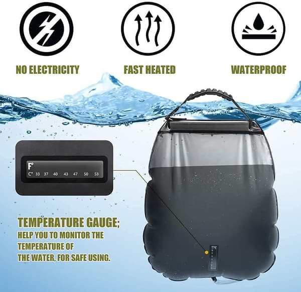 Solar Dusjpose, 20L Solar Oppvarming Camping Dusjpose for Fotturer