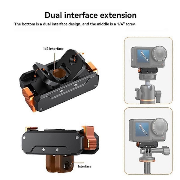 Adapterbas för DJI Action5 Pro/4/3 Dubbelgränssnittsplatta Magnetisk Snabbkopplingsbas