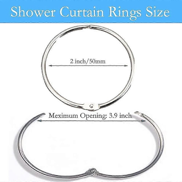 12-pack Duschdraperiringar Draperikrokar Runda Draperidraperier