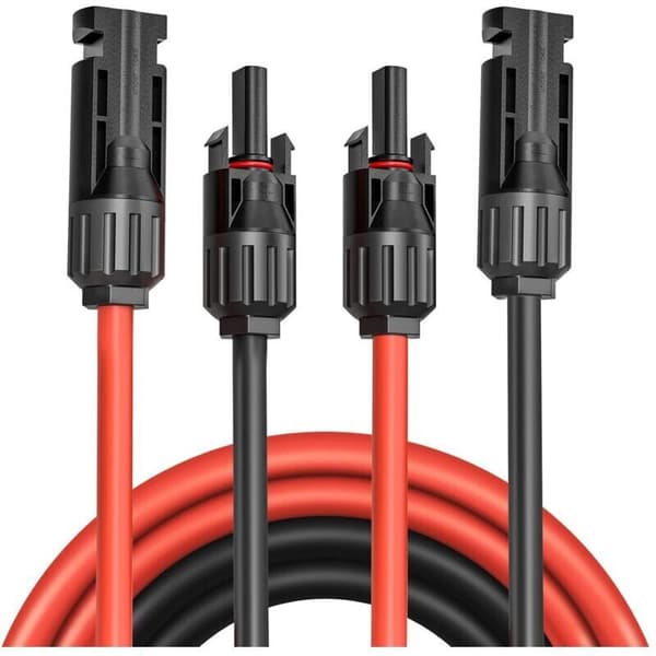 Solcelleforlengelseskabel med hann-/hunnplugg for solcelleanlegg, for solcellepaneler og systemer, 1 par (AWG12/4 mm² 5m)