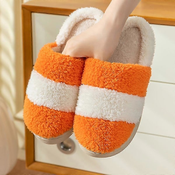 Mjuka tofflor för kvinnor, tofflor med stängd tå och flanellfoder, halkfria vintertofflor