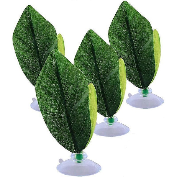 Flytande Löv Hängmatta Betta Säng Hängmatta Form Löv för Akvarium Grön, 4 Enheter (1-pack)