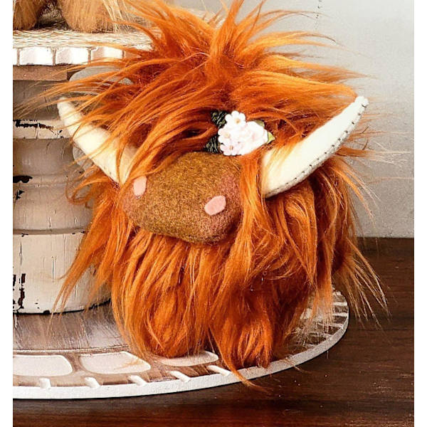 Handgjord Highland Cow Gnome, Farmhouse Nordic Dwarf Heminredning Red brown