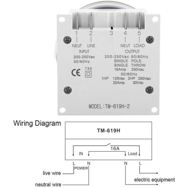 16A Ugentlig Timer Programmerbar Ugentlig Ur Programmeringsrelæafbryder med Støvdæksel til Husholdningsapparater Lamper Displaypanel (220V)