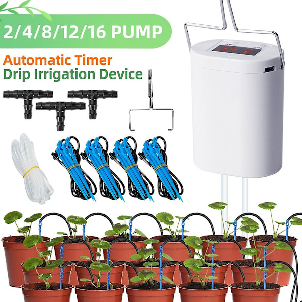 Automatisk plante blomst vandingspumpe hjem sprinkler drypvanding enhed 2/4/8/16 hoveder pumpe timer