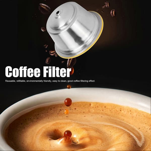 Kaffekapsel Rustfrit Stål Genanvendelig Påfyldelig Filterkop til Dolce Gusto Kaffemaskine Gul