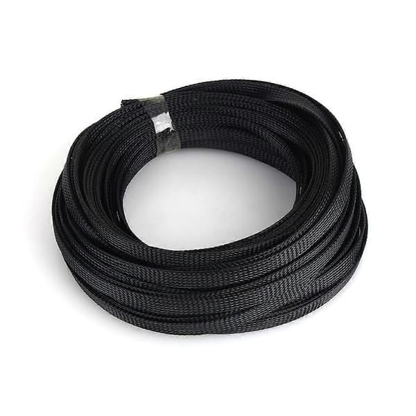Svart 6mm Expanderbar Flätad PET Kabelskydd Hög Densitet 10m