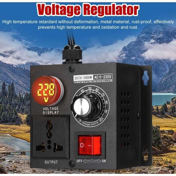 220V 5000W Spänningsregulator – Motorvarvtalsregulator – LED Digital Display – Överspänningsskydd