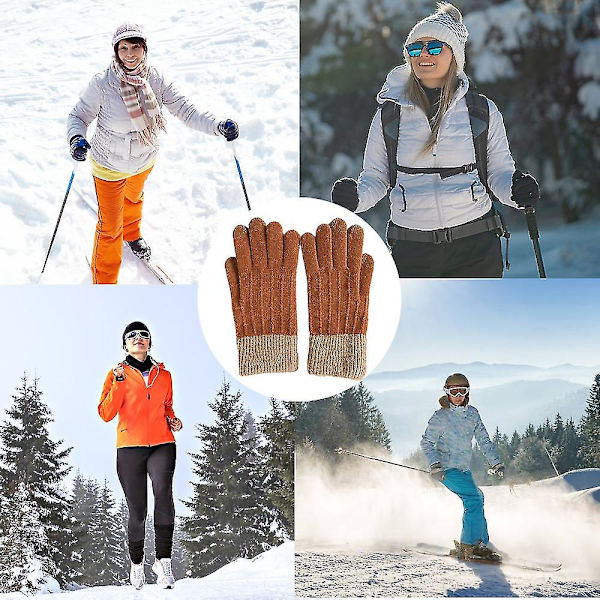 Vinter Touchscreen Stretch Thermal Magic Handskar Varm Ull Stickad Tjock Fleece Style3