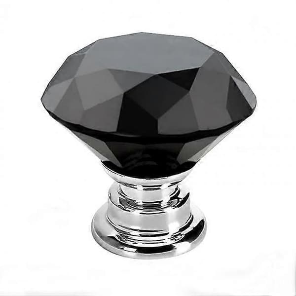 Knapper 2 stk - Diamant / Krystal Sort med sølv base Sort