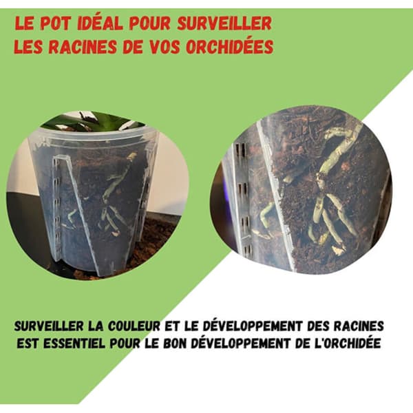 Sæt med 3 klare stive orkidépotter af plast, 16 mm diameter