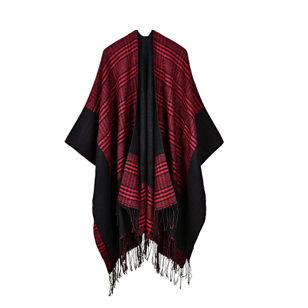 Kvinnors tofs imitera kashmirsjal Höst Vinter kan förtjockas Bär på båda sidor Lady Ponchos Capes Khaki 8 One Size