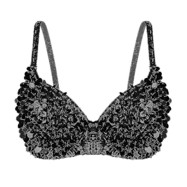 Tribal Glitter Paljettprydd Magdans BH Topp för Kvinnor