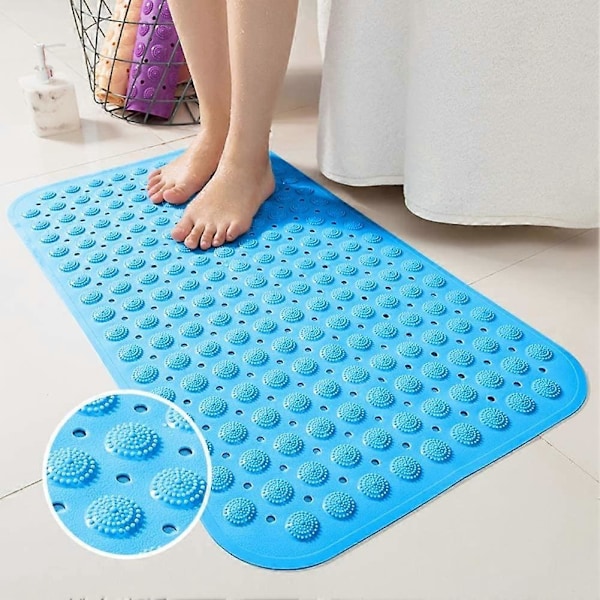Populär Stark Halkfri Duschbadmatta Badrumssäkerhet Gummisugproppar (Ljusblå, 36cmx71cm)