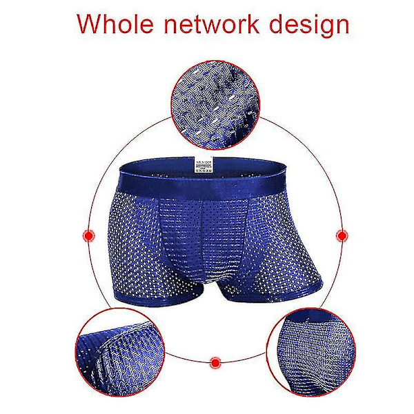 4 STK Boxer för män Mesh Able Shorts för män Dark Blue S