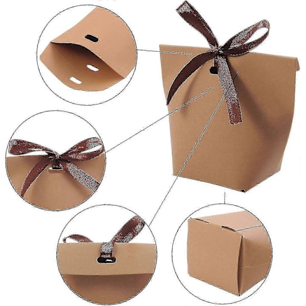 Godisaskar av kraftpapper, söta bröllopsgåvoaskar, DIY-presentpåsar för fester, kreativa godisaskar av papper, kraftpappersfärg, 50-pack