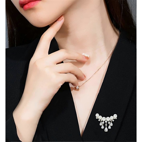 Pärl Brosch Tröja Sjal Clips Faux Rhinestone Pärlor Brosch Säkerhetsnål Kavajnål Märke Klänningar Kläder Accessoarer Smycken