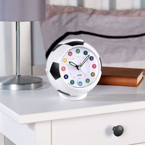 Sunrain Barnväckarklocka Analog Pojke Flicka Väckarklocka Batteridrivet Väckarklocka Fotboll Sha