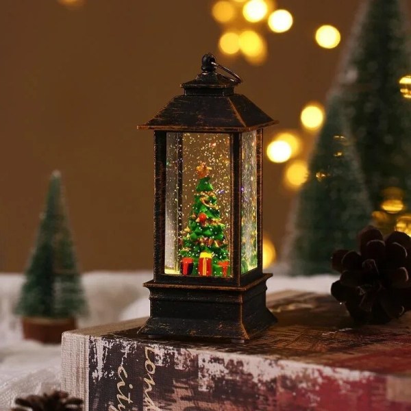 Upplyst julsnöklot Lykta Batteridriven LED-nattlampa med krok Julgransprydnader Presentidéer tree