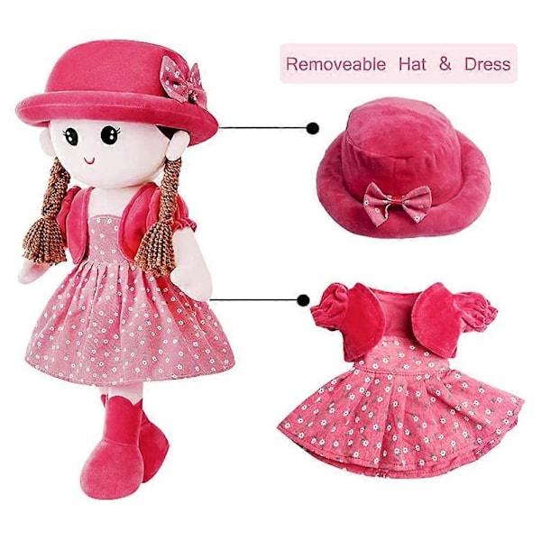 Baby Flicka Trasdocka Mjukt Gosedjur Plyschdocka Leksak Söt Prinsessdocka Trasdocka Leksak Barnrum Dekoration