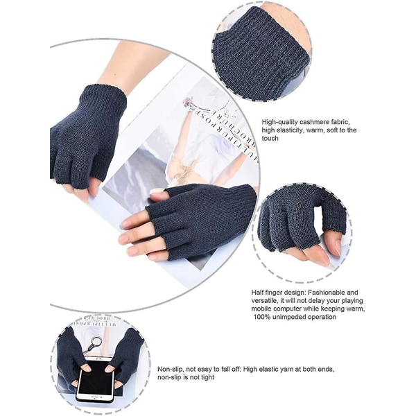 4 par Fingerless Handskar Half Finger Vantar Vinter Enfärgad Stickad Typing
